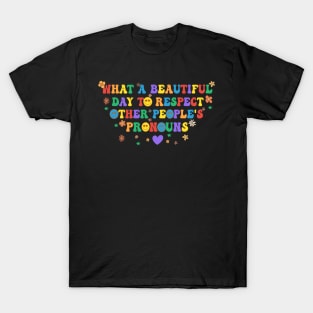 What A Beautiful Day To Respect Other People's Pronouns T-Shirt